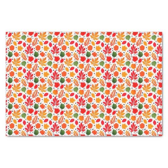 Vibrant Autumn Leaves Multi-Colored Pattern Tissue Paper