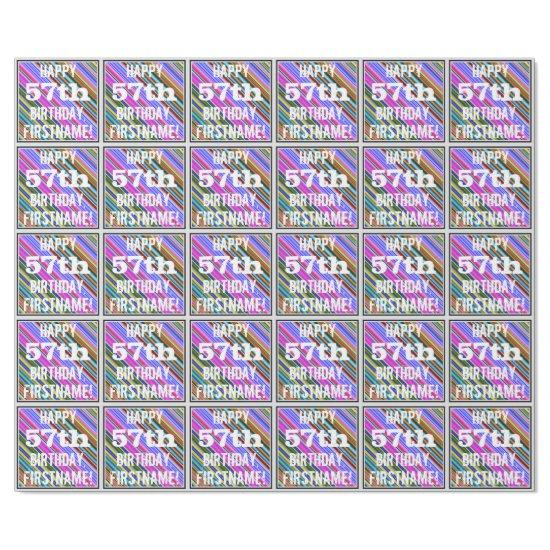 Vibrant, Colorful 57th Birthday + Custom Name