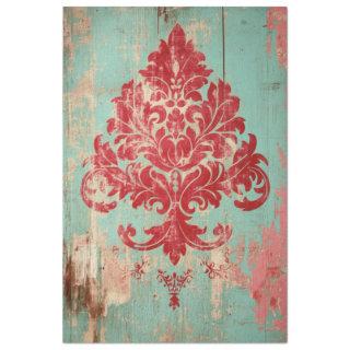 Vibrant Damask Patina Patterned Background Art Tissue Paper