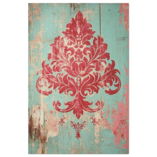 Vibrant Damask Patina Patterned Background Art Tissue Paper