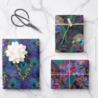 Vibrant Illustrated Peacock Pattern  Sheets