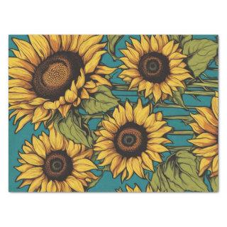 Vibrant Pop Art Sunflower Decoupage Paper