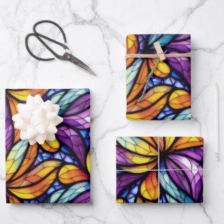 Vibrant Stained Glass Floral: Colorful Design  Sheets