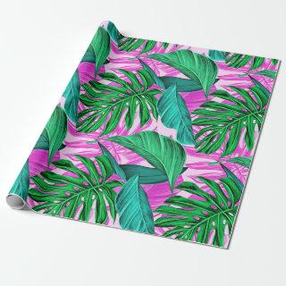 Vibrant Tropical Monstera Leaves Exotic Pattern