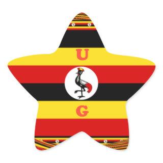 Vibrant Uganda Flag-Inspired Art Star Sticker