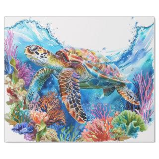 Vibrant Watercolor Sea Turtle Decoupage