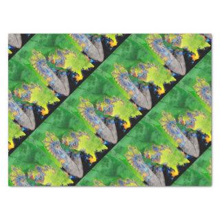 VIBRATIONS OF MATTER,FRACTAL WOMAN IN GREEN YELLOW TISSUE PAPER