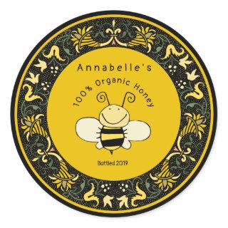 Victorian Boarder Cute Honey Bee Classic Round Sticker