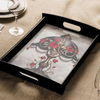 Victorian Boudoir | Old Table Lamp with Red Roses Tissue Paper