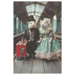 Victorian Elegantly Dressed Mouse Couple Decoupage Tissue Paper