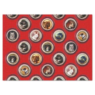 VICTORIAN ENAMELS /MINIATURE DOG PORTRAITS Red  Tissue Paper