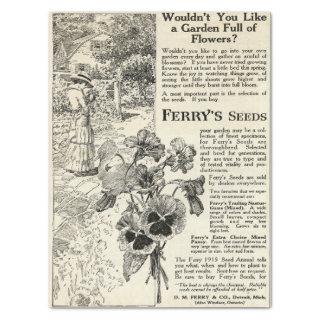 Victorian Era Ferry's Flower Seeds Advertisement  Tissue Paper