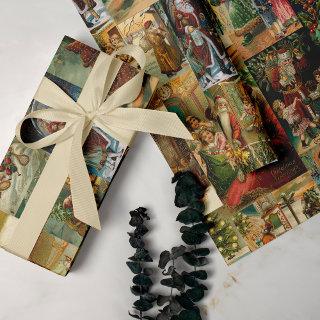 Victorian Father Christmas with Children Collage