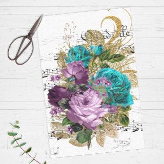 Victorian Floral Music Collage Tissue Paper