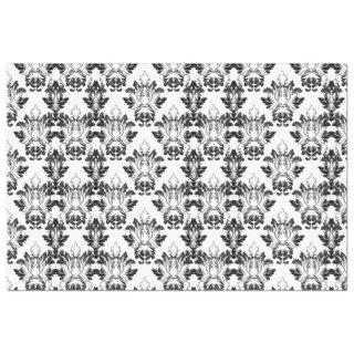 Victorian Floral Pattern Seamless Black White Tissue Paper