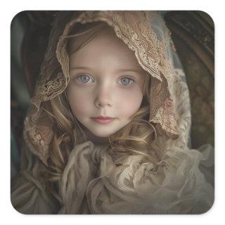Victorian Girl Square Sticker