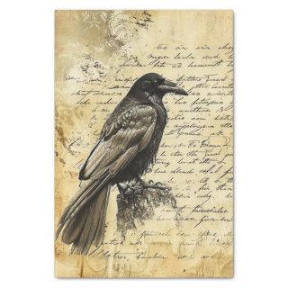 Victorian Gothic Vintage Writing Raven Decoupage Tissue Paper