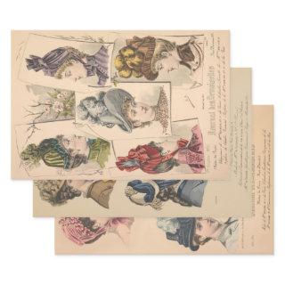 Victorian Hats French Fashion Vintage Ad Decoupage  Sheets