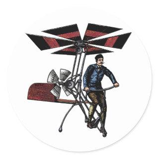 Victorian Helicopter Aircraft Contraption Classic Round Sticker