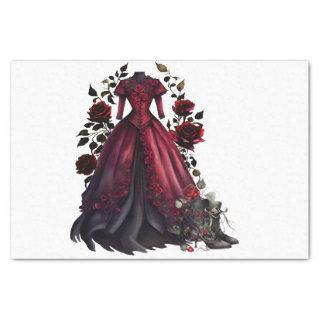 Victorian Red Dress and Heels | Antique Roses Gown Tissue Paper