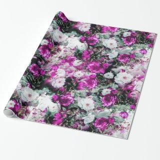 Victorian Roses Floral pink purple white black