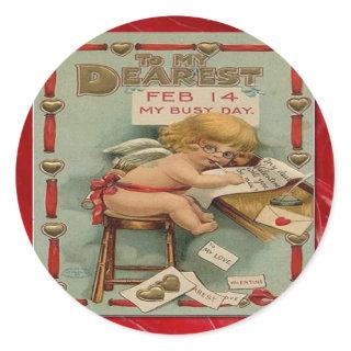 Victorian Valentine To My Dearest Classic Round Sticker