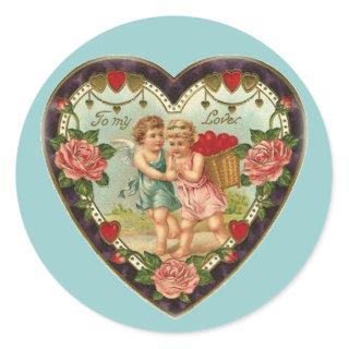 Victorian Valentine To My Love II Classic Round Sticker