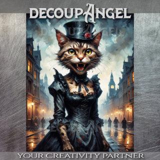 Victorian Vampire Cat - Decoupage -  Tissue Paper