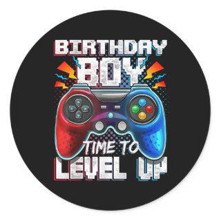 Video Game Birthday Boy Time Gamer Level Up Classic Round Sticker