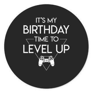 Video Game Birthday Time To Level Up Classic Round Sticker