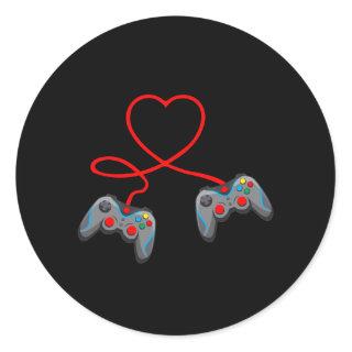 Video Game Controller Heart Video Gamer Classic Round Sticker