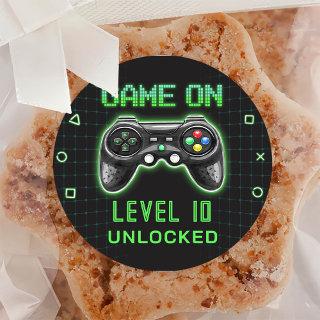 Video Game Level Up Controller Birthday Classic Round Sticker