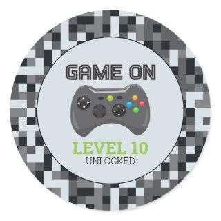 Video Game Level Up Controller Birthday Party Classic Round Sticker