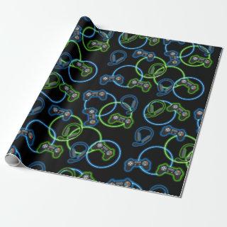 Video Game Neon Blue & Green Pattern