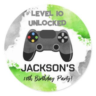 Video Game Party On Level Up Favor Stickers Labels