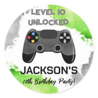 Video Game Party On Level Up Favor Stickers Labels