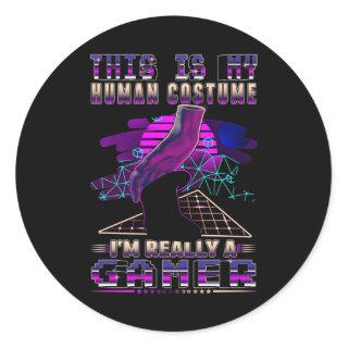 Video Gamer Kid Cool Console Gaming Classic Round Sticker