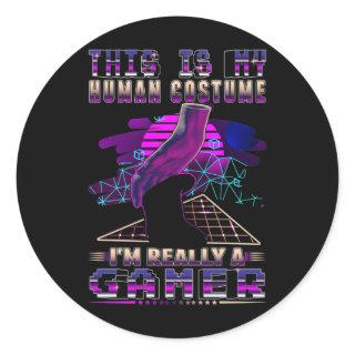 Video Gamer Kid Cool Console Gaming Classic Round Sticker