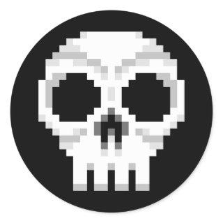 Videogame Death Skull - Pixel Art Classic Round Sticker