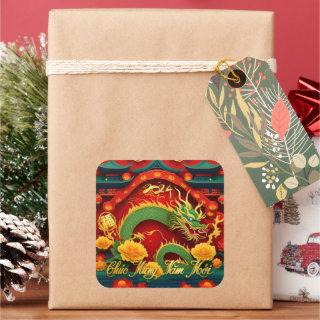 Vietnamese Green Dragon New Year 2024 SqS Square Sticker