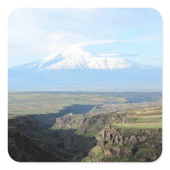 View at mountain Ararat from Armenian side Square Sticker