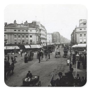 View down Oxford Street, London, c.1890 Square Sticker