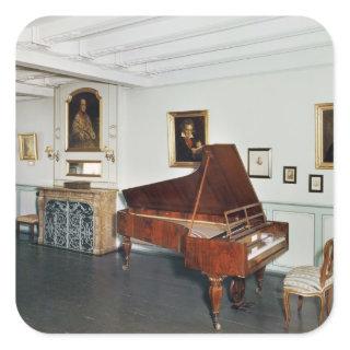 View of a room with a grand piano square sticker