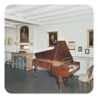 View of a room with a grand piano square sticker