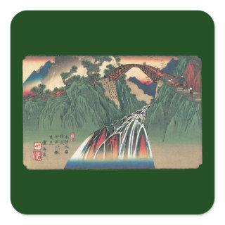 View of Bridge Over Ina River, Nojiri by Hiroshige Square Sticker