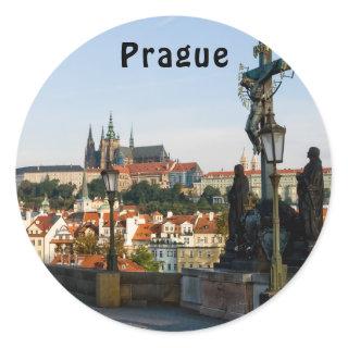 View of the Castle from Charles bridge in Prague Classic Round Sticker