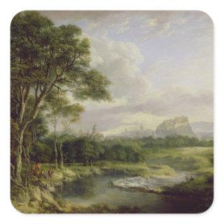 View of the City of Edinburgh, c.1822 (oil on canv Square Sticker