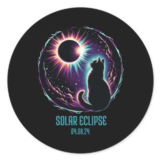 View Totality April 8 2024 Astronomy Cat Lover Sol Classic Round Sticker