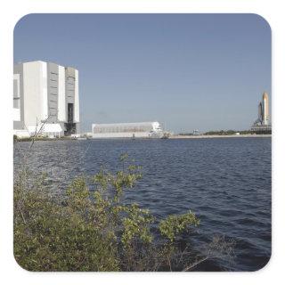 Viewed across the basin, Space Shuttle Atlantis Square Sticker
