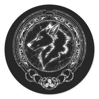 Viking Fenris Wolf and Valknut Classic Round Stick Classic Round Sticker